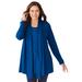 Plus Size Women's 2-Fer Cardigan & Lace Tunic by Woman Within in Deep Cobalt (Size 4X)