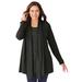 Plus Size Women's 2-Fer Cardigan & Lace Tunic by Woman Within in Black (Size 1X)