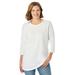 Plus Size Women's Perfect Three-Quarter Sleeve Crewneck Tee by Woman Within in White (Size M)