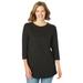 Plus Size Women's Perfect Three-Quarter Sleeve Crewneck Tee by Woman Within in Black (Size 2X)