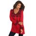 Plus Size Women's Fit-And-Flare Tunic Sweater by Roaman's in Red Black Fair Isle (Size 38/40)