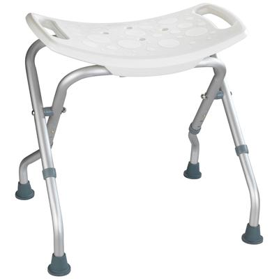 Badhocker WENKO "Secura", weiß (weiß, aluminium, grau), B:53,5cm H:48cm T:46,5cm, Hocker, bis 120 kg Tragkraft Image