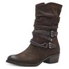 Cowboy Stiefelette MARCO TOZZI, Damen, Gr. 40, braun (dunkelbraun), Nubuklederimitat, used, klassisch, Schuhe Cowboyboots Cowboy-Stiefelette Stiefelette, Blockabsatz, Kurzstiefel, Westernstiefelette mit Flecht-Zierriemchen