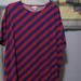 Lularoe Tops | Lularoe Irma Tunic Xs Nwt $36 Blue And Red Stripes Striped Stretch High Low Hem | Color: Blue/Red | Size: Xs