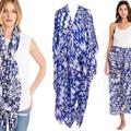 Anthropologie Swim | Anthropologie Michael Stars Printed Ruana Scarf Osfm | Color: Blue/White | Size: M