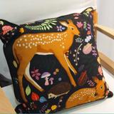Anthropologie Accents | Karen Mabon “Flora And Fawns” Cushion Pillow (20" X 20") | Color: Black/Tan | Size: Os