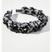 Anthropologie Accessories | Anthropologie Black Floral Embellished Pearl Ruffle Headband New | Color: Black/White | Size: Os