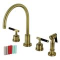 Kingston Brass KS8723CKLBS Kaiser Widespread Kitchen Faucet with Brass Sprayer, Antique Brass - Kingston Brass KS8723CKLBS