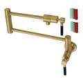 Kingston Brass KS4107DKL Kaiser Wall Mount Pot Filler, Brushed Brass - Kingston Brass KS4107DKL