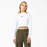 Dickies Women's Maple Valley Logo Long Sleeve Cropped T-Shirt - White Size L (FLR07)