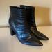Nine West Shoes | Black Snake Skin Pointed Toe Booties | Color: Black | Size: 9.5