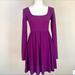 Free People Dresses | Free People Sparkly Purple Fit 'N Flare Long Sleeve Skater Mini Dress Xs | Color: Purple | Size: Xs