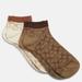 Coach Accessories | Coach Signature Ankle Length Socks 2 Pairs One Size Khaki/Chalk New | Color: Brown/Tan | Size: Shoe 5-10