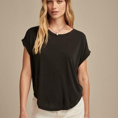 Lucky Brand Short Sleeve Sandwash Dolman Tee - Women's Clothing Tops Shirts Tee Graphic T Shirts in 001 Lucky Black, Size S