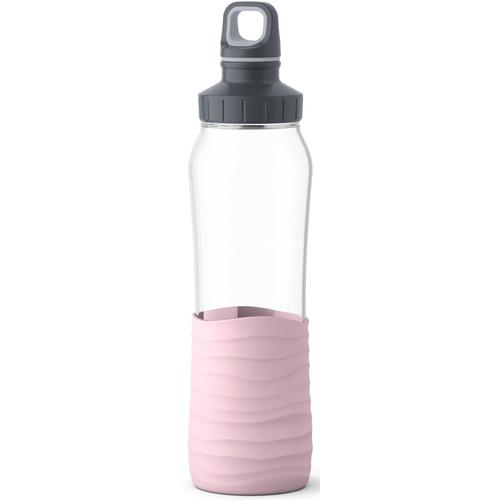 "Trinkflasche EMSA ""Drink2Go"" Trinkflaschen Gr. 700 ml, rosa Thermoflaschen, Isolierflaschen und Trinkflaschen 0,7L, Glas, Schraubverschluss, spülmaschinenfest, Griff(Soft-Touch)"