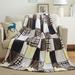 Millwood Pines Mcfalls Fall Farmhouse Super Soft Patchwork Throw Microfiber/Fleece/Microfiber/Fleece in Gray | 60 W in | Wayfair