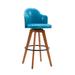 Corrigan Studio® Idan Swivel Bar Stool, Pu Leather Upholstery, Bamboo Legs Wood/Upholstered in Blue | 40.5 H x 17.7 W x 20.3 D in | Wayfair