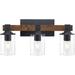 17 Stories Farmhouse Vanity Light Fixture, 3-Light Bathroom Wood Wall Light Over Mirror w/ Clear Glass Shade | 10.6 H x 19.5 W x 5.9 D in | Wayfair