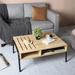 George Oliver Coffee Table Wood/Metal in Black/Brown/Gray | 13.78 H x 33.65 W x 23.63 D in | Wayfair 75538F62D56A499491A0F905D54B7D12