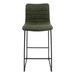 Ebern Designs Brooklyn 29.9" Modern Leather Bar Stool w/ Black Iron Base & Footrest Set Of 2 Metal in Green | 15 H x 33 W x 20 D in | Wayfair