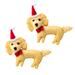 The Holiday Aisle® Labradoodle Santa Dog Hanging Figurine Ornament Set of 2 Fabric in Brown/Red | 4 H x 1 W x 5 D in | Wayfair