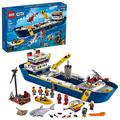 LEGO City Ocean Exploration Ship 60266, Toy Exploration Vessel, Mini Helicopter, Submarine, Shipwreck with Treasure, Lifeboat, Stingray, Shark, Plus 8 Minifigures, New 2020 (745 Pieces)