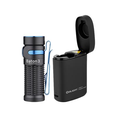 Olight Baton 3 Premium Edition w/ Wireless Charging Case LED Flashlight Cool White 1200 Lumens Black FL-OL-BATON3-KIT-BK