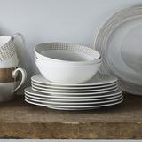 Noritake Hammock 12-Piece Dinnerware Set - Rim, Service for 4 Porcelain/Ceramic in White/Brown | Wayfair 9354-12X