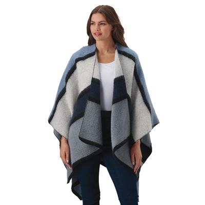 Masseys Cozy Poncho (Size One Size Womens) Blue/Mu...