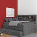 Viv + Rae™ Beckford Full Solid Wood Bed w/ Bookcase, Trundle & Shelves Wood in Gray | 49.5 H x 62.5 W x 78.5 D in | Wayfair