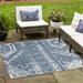 Blue/White 63 x 0.13 in Area Rug - Foundry Select Bonnetta Geometric Machine Woven Rectangle 9'10" x 13' Indoor/Outdoor Area Rug in Blue/Ivory | Wayfair