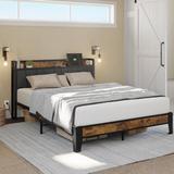 17 Stories Tharsiga Bed Frame Metal in Brown/Gray | 39 H x 55.1 W x 81.5 D in | Wayfair AE1FEA234F5F457CB8A00B46B8593860