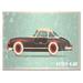 Williston Forge Vintage Retro Miami Car - Picture Frame Print on Canvas Metal in Green | 30 H x 40 W x 1.5 D in | Wayfair