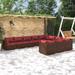 Latitude Run® 10 Piece Patio Lounge Set w/ Cushions Poly Rattan Wicker/Rattan in Red/Brown | 23.8 H x 27.6 W x 27.6 D in | Wayfair