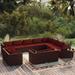 Latitude Run® 12 Piece Patio Lounge Set w/ Cushions Poly Rattan Synthetic Wicker/All - Weather Wicker/Wicker/Rattan in Brown | Wayfair