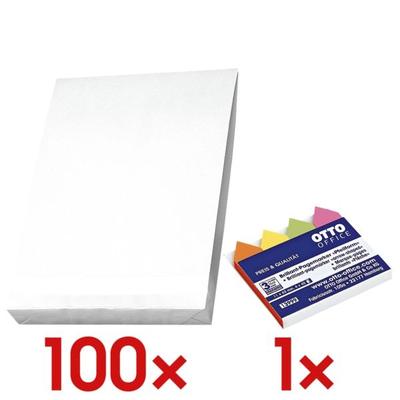Mailmedia 100er-Pack Faltentaschen inkl. Pagemarker »Pfeil« 43 x 11 mm weiß, 35.3x25 cm Image