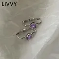Boucles d'oreilles en Zircon pour femme couleur argent Vintage Simple torsadé mode violet