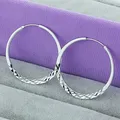 Boucles d'oreilles créoles en argent Sterling 925 5.0cm boucles d'oreilles rondes bijoux à la