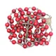 QIGO-Collier chapelet croix rose bronze antique perles de verre avec tasse bijoux religieux