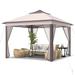 11 x 11 Feet 2-Tier Pop-Up Gazebo Tent Portable Canopy Shelter Carry Bag Mesh - 11' x 11' x 9.5' (L x W x H)