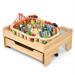 Explore Our Kid-Friendly Wooden Railway Set Table with 100-Piece Storage Drawers - 31" x 25" x 13" (L x W x H)