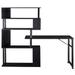 Home Office Computer Desk L-Shaped Corner Table, Rotating Computer Table with 5-Tier Bookshelf, Lockable Casters