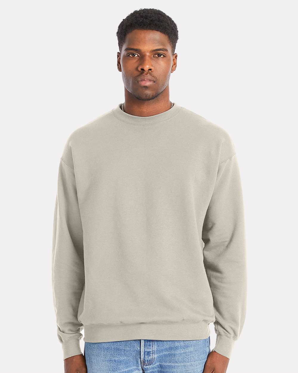 Hanes RS160 Adult Perfect Sweats Crewneck Sweatshirt in Sand size XL | Cotton/Polyester Blend