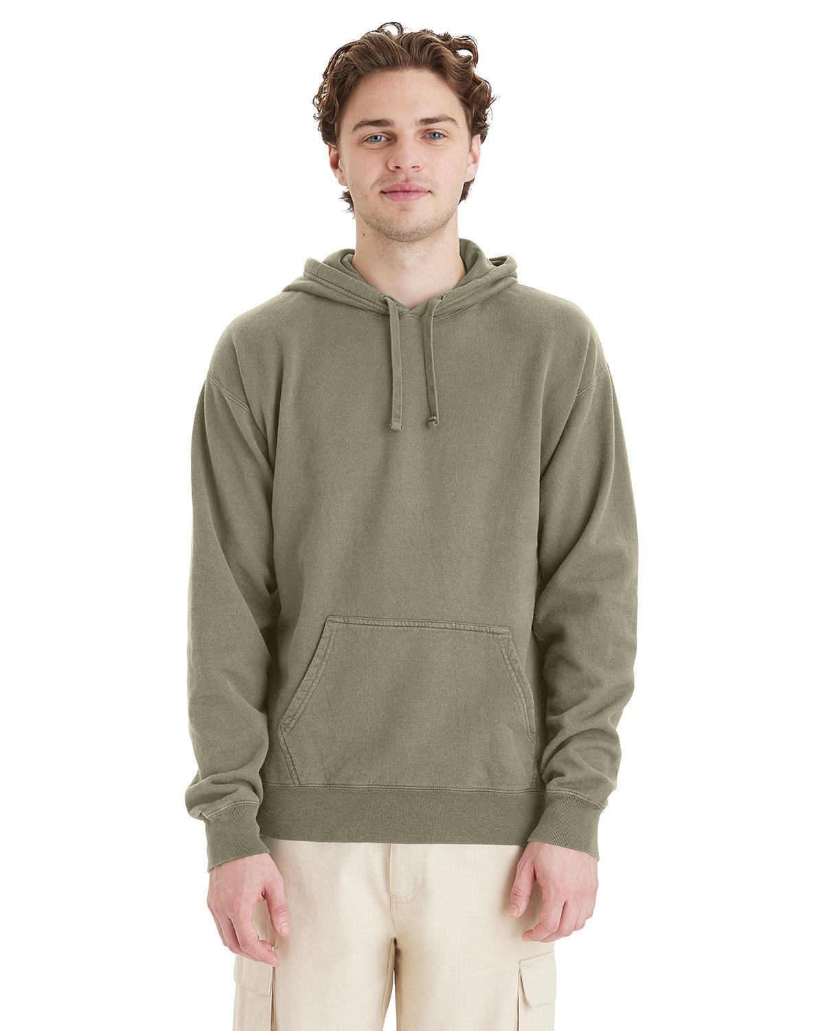 ComfortWash by Hanes GDH450 Pullover Hooded Sweatshirt in Faded Fatigue size 3XL | Cotton/Polyester Blend