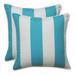 Pillow Perfect Outdoor Cabana Stripe Turquoise 16.5-inch Throw Pillow (Set of 2) - 16.5 X 16.5 X 5 - 16.5 X 16.5 X 5