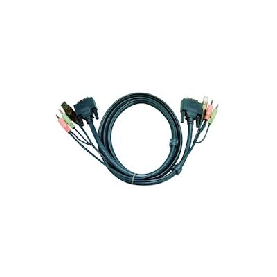 ATEN 2L-7D03U KVM Kabel DVI-D (Single Link), USB, Audio, schwarz, 3 m