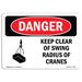 SignMission Keep Clear of Swing Radius of Cranes Sign Aluminum in Black/Gray/Red | 18 H x 24 W x 0.1 D in | Wayfair OS-DS-A-1824-L-1382