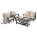 LeisureMod Alpine Poly Lumber 4-Piece Weather Resistant Patio Conversation Set in Beige - LeisureMod ALCTGR-54BG