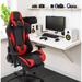 Inbox Zero Adjustable Reclining Ergonomic Swiveling PC & Racing Game Chair w/ Footrest in Foam Padding in Black/Red | 53 H x 22 W x 28 D in | Wayfair