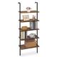 17 Stories 5-Tier Modern Standard Metal Ladder Bookshelf Wall Mounted Bookcase in Black/Brown | 72.5 H x 24 W x 12 D in | Wayfair